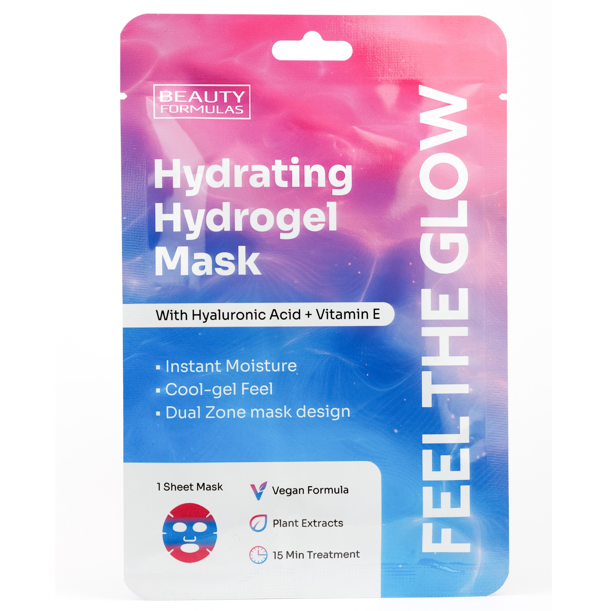 Masca Servetel pentru fata hidrogel, hidratanta, cu Acid hialuronic si Vitamina E, Beauty Formulas