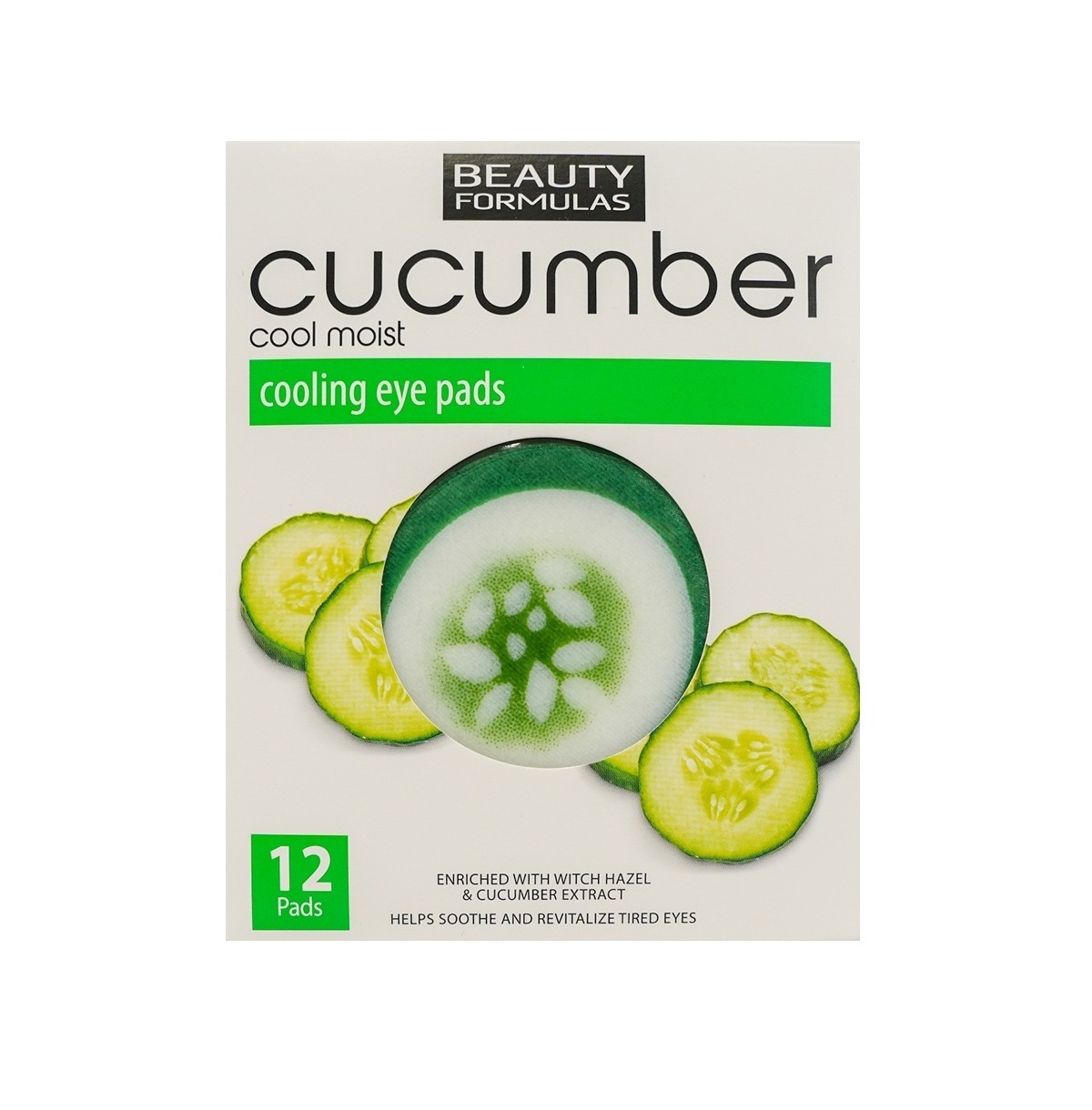 Paduri racoritoare pentru ochi cu castravete x 12 buc., Vegan - Beauty Formulas