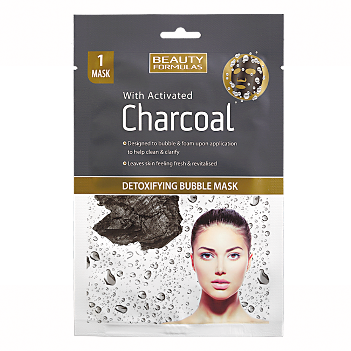 Masca servetel detoxifianta Bubble, cu carbune activ x 1 buc., Beauty Formulas