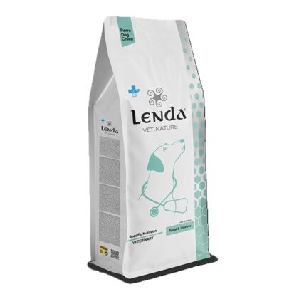 Hrană completă extrudată pentru toate rasele de câini tineri și adulți care susține funcția renală în caz de insuficiență renală cronică, insuficiență renală temporară și/sau formarea de pietre oxalate, Lenda Vet Dog Renal & Oxalate 2 kg